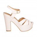 Sandale pour femmes avec courroie et plateforme en cuir rose clair talon 12 - Pointures disponibles:  34, 43, 44