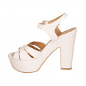 Sandale pour femmes avec courroie et plateforme en cuir rose clair talon 12 - Pointures disponibles:  34, 43, 44
