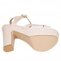 Woman's strap sandal with platform in light rose leather heel 12 - Available sizes:  31, 32, 33, 34, 43, 44, 45, 46