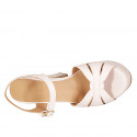 Sandalia para mujer con cinturon y plataforma en piel rosa claro tacon 12 - Tallas disponibles:  31, 32, 33, 34, 43, 44, 45, 46