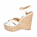 Sandale pour femmes avec courroie et plateforme en cuir blanc talon compensé 12 - Pointures disponibles:  31, 43, 44