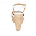 Sandale pour femmes avec courroie et plateforme en cuir blanc talon compensé 12 - Pointures disponibles:  31, 33, 34, 43, 44, 45