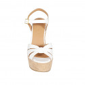 Sandale pour femmes avec courroie et plateforme en cuir blanc talon compensé 12 - Pointures disponibles:  31, 33, 34, 43, 44, 45