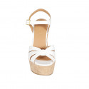 Sandale pour femmes avec courroie et plateforme en cuir blanc talon compensé 12 - Pointures disponibles:  31, 43, 44