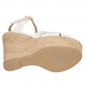 Sandale pour femmes avec courroie et plateforme en cuir blanc talon compensé 12 - Pointures disponibles:  31, 43, 44