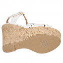 Woman's sandal with strap and platform in white leather wedge heel 12 - Available sizes:  31, 33, 34, 43, 44, 45