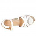 Woman's sandal with strap and platform in white leather wedge heel 12 - Available sizes:  31, 33, 34, 43, 44, 45