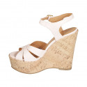 Woman's strap and platform sandal in light rose leather wedge heel 12 - Available sizes:  32, 33, 34, 43, 44, 45