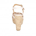Sandale pour femmes en cuir rose clair avec courroie, platforme et talon compensé 12 - Pointures disponibles:  32, 33, 34, 43, 44, 45