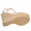 Sandale pour femmes en cuir rose clair avec courroie, platforme et talon compensé 12 - Pointures disponibles:  32, 33, 34, 43, 44, 45