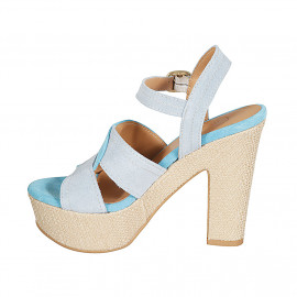 Sandalia para mujer con cinturon y plataforma en gamuza azul y azul claro tacon 12 - Tallas disponibles:  43, 44 2