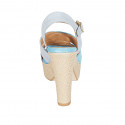 Woman's strap sandal with platform in light blue and blue suede heel 12 - Available sizes:  33, 34, 42, 43, 44, 45