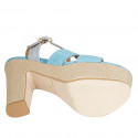 Woman's strap sandal with platform in light blue and blue suede heel 12 - Available sizes:  33, 34, 42, 43, 44, 45