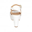 Woman's strap sandal in white leather with platform heel 9 - Available sizes:  31, 33, 34