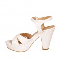 Woman's strap sandal with platform in light rose leather heel 9 - Available sizes:  31, 32, 33, 34
