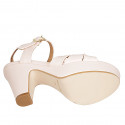 Sandale pour femmes avec courroie et plateforme en cuir rose clair talon 9 - Pointures disponibles:  31, 32, 33, 34