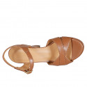 Sandalia para mujer con cinturon y plataforma en piel cognac tacon 9 - Tallas disponibles:  31, 32, 33