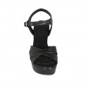 Sandale pour femmes en cuir noir avec courroie et plateforme talon 9 - Pointures disponibles:  31, 33, 34
