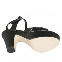Sandalia para mujer en piel negra con cinturon y plataforma tacon 9 - Tallas disponibles:  31, 33, 34