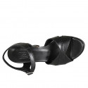 Sandale pour femmes en cuir noir avec courroie et plateforme talon 9 - Pointures disponibles:  31, 33, 34
