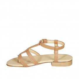 Sandalia de dedo para mujer en piel cognac tacon 2 - Tallas disponibles:  43, 44 2