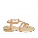 Woman's thong sandal in cognac brown leather heel 2 - Available sizes:  32, 33, 34, 42, 43, 44, 45, 46
