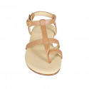 Woman's thong sandal in cognac brown leather heel 2 - Available sizes:  32, 33, 34, 42, 43, 44, 45, 46