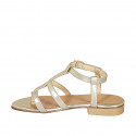 Woman's thong sandal in platinum laminated leather heel 2 - Available sizes:  32, 33, 42, 43, 44, 45, 46