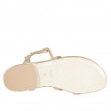 Sandale entredoigt pour femmes en cuir lamé platine talon 2 - Pointures disponibles:  32, 33, 42, 43, 44, 45, 46