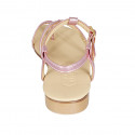 Sandalia de dedo para mujer en piel laminada rosa tacon 2 - Tallas disponibles:  32, 33, 34, 42, 43, 44, 45