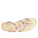 Woman's thong sandal in rose laminated leather heel 2 - Available sizes:  32, 33, 34, 42, 43, 44, 45