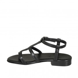 Sandalo infradito da donna in pelle nera tacco 2 - Misure disponibili: 32, 44 2