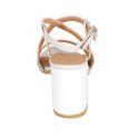 Woman's crossed strap sandal in white and rose leather heel 7 - Available sizes:  33, 34, 42, 43, 44, 45, 46