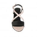 Sandale pour femmes avec courroie croisé en cuir noir et rose talon 7 - Pointures disponibles:  32, 33, 34, 43, 44, 45