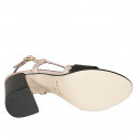 Sandale pour femmes avec courroie croisé en cuir noir et rose talon 7 - Pointures disponibles:  32, 33, 34, 43, 44, 45
