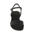 Woman's sandal with strap in black leather heel 4 - Available sizes:  32, 33, 34, 44, 45