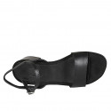 Woman's sandal with strap in black leather heel 4 - Available sizes:  32, 33, 34, 44, 45