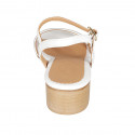 Sandalia con cinturon para mujer en piel blanca tacon 4 - Tallas disponibles:  32, 33, 34, 44, 45