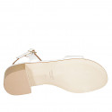 Woman's sandal with strap in white leather heel 4 - Available sizes:  32, 33, 34, 44, 45