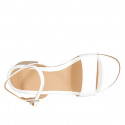 Sandalia con cinturon para mujer en piel blanca tacon 4 - Tallas disponibles:  32, 33, 34, 44, 45