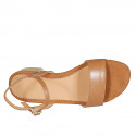 Sandale pour femmes avec courroie en cuir cognac talon 4 - Pointures disponibles:  32, 33, 34, 42, 43, 45