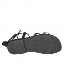 Sandale entredoigt et spartiates à lacets pour femmes en cuir noir talon 1 - Pointures disponibles:  32, 33, 34, 42, 43, 44, 45, 46