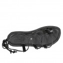 Sandale entredoigt et spartiates à lacets pour femmes en cuir noir talon 1 - Pointures disponibles:  32, 33, 34, 42, 43, 44, 45