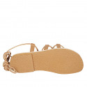 Sandalo infradito con lacci alla schiava da donna in pelle color cuoio tacco 1 - Misure disponibili: 43