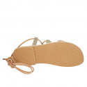 Sandale entredoigt spartiates à lacets pour femmes en cuir lamé platine talon 1 - Pointures disponibles:  32, 34, 42, 43, 44, 45