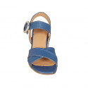 Sandalia para mujer en piel azul con cinturon tacon 5 - Tallas disponibles:  32, 33, 34, 42, 45