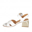 Woman's sandal with strap in white leather heel 5 - Available sizes:  32, 34, 42, 43, 45, 46