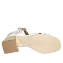 Sandalia con cinturon para mujer en piel blanca tacon 5 - Tallas disponibles:  32, 34, 42, 43, 45, 46