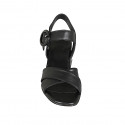 Sandale avec courroie pour femmes en cuir noir talon 5 - Pointures disponibles:  32, 33, 34, 45, 46