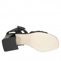 Sandalia con cinturon para mujer en piel negra tacon 5 - Tallas disponibles:  32, 33, 34, 46